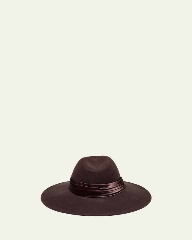 Emmanuelle Wide-Brim Felt Fedora Hat